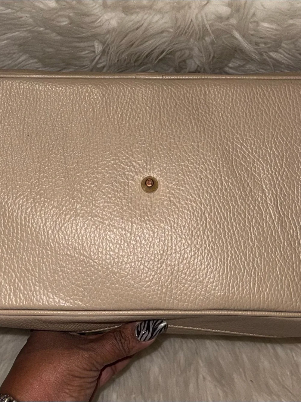 Versace Collection Taupe Pebbled Leather Satchel with Gold Hardware